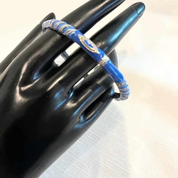 Blue Enamel Costume Jewelry Bangle - Picture 4 of 7